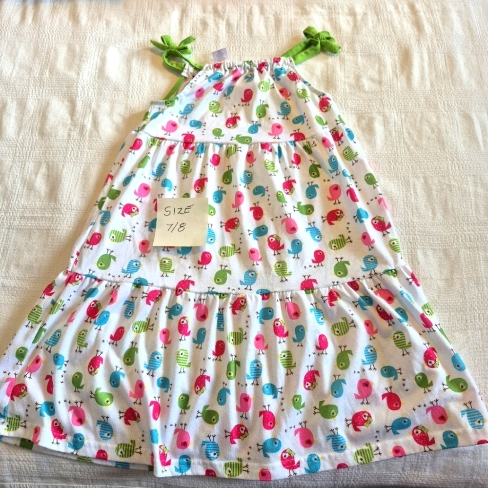 Gymboree girls size 7/8 or Medium multi colored bird design nightgown VGUC